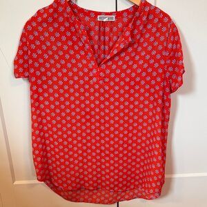 Pleione Red and Blue Floral Blouse